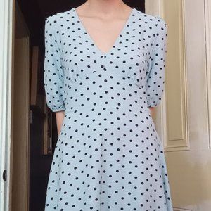 Miss Selfridge blue and black polka dot dress / us 6